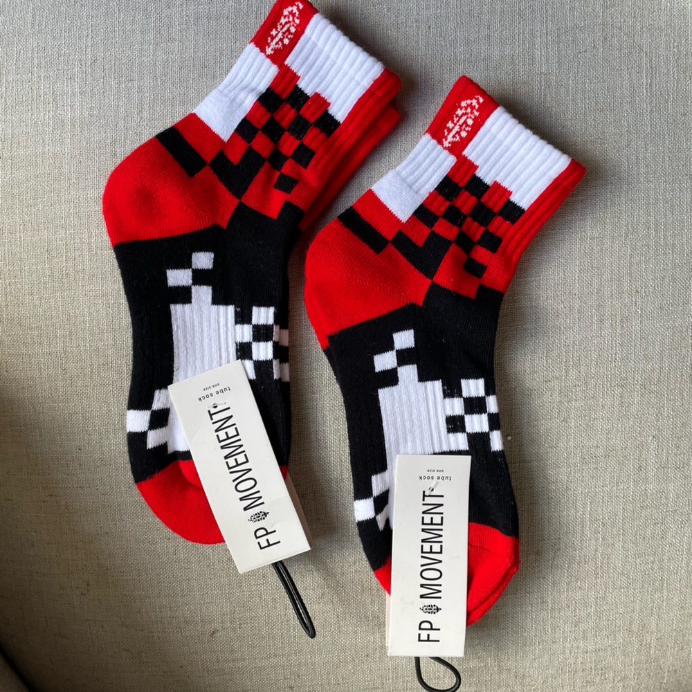 NWT 2 Pairs of Free People Movement Checkerboard Ankle Socks
